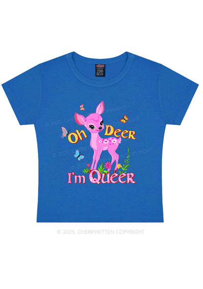 Oh Deer Im Queer Pride Y2K Baby Tee Cherrykitten