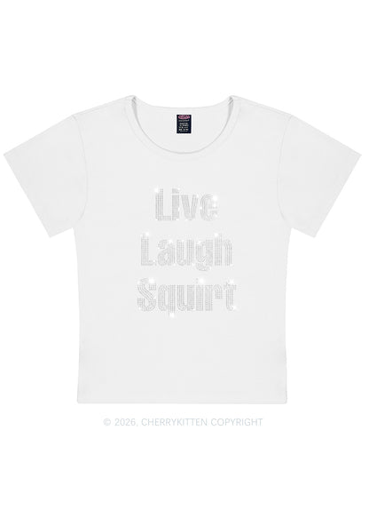Rhinestone Live Laugh Squirt Y2K Baby Tee Cherrykitten