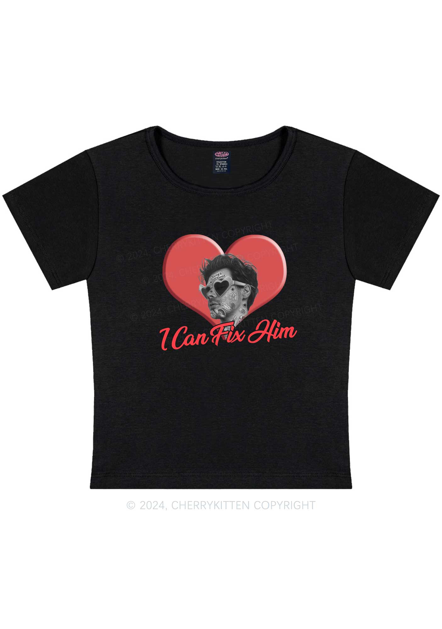 Fix Him Custom Photo Y2K Baby Tee Cherrykitten