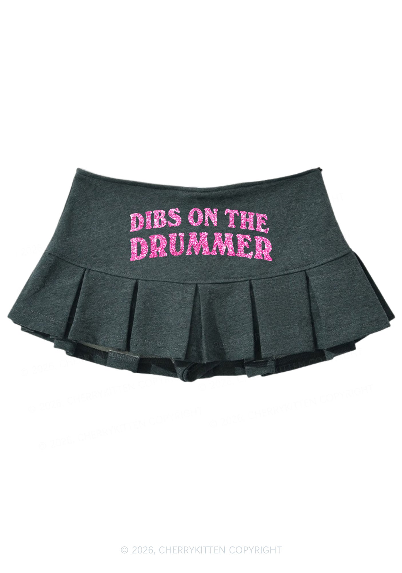 Glitter Dibs On The Drummer Y2K Mini Pleated Skirts Cherrykitten
