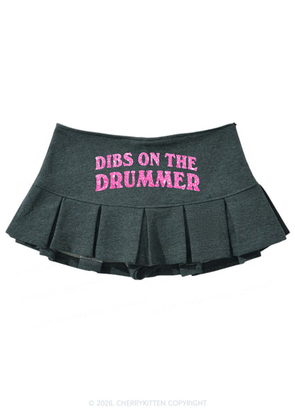 Glitter Dibs On The Drummer Y2K Mini Pleated Skirts Cherrykitten