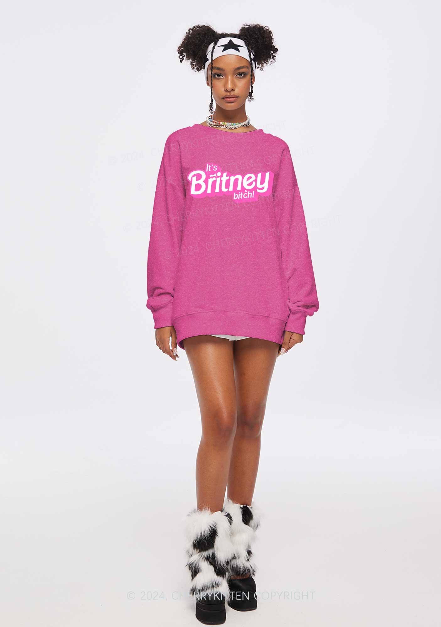 It's Britney Bixch Y2K Washed Sweatshirts Cherrykitten