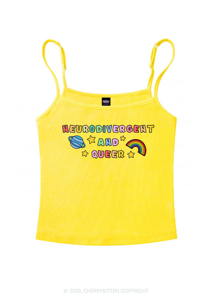 Neurodivergent And Queer Pride Y2K Spaghetti Strap Cami Cherrykitten