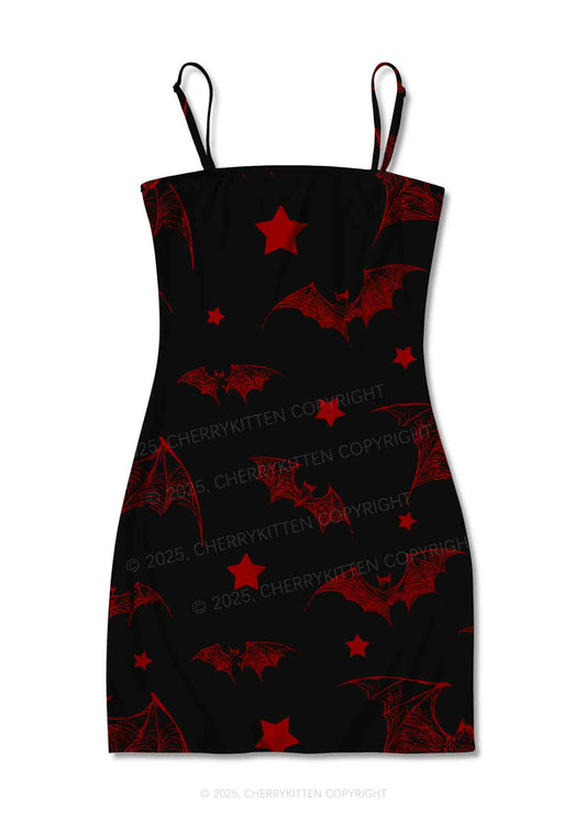 Bat And Star Y2K Print Slip Dress Cherrykitten