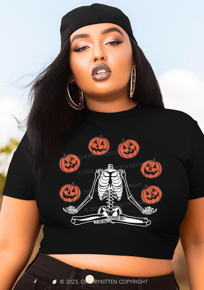 Halloween Pumpkin Head Skeleton Baby Tee Cherrykitten