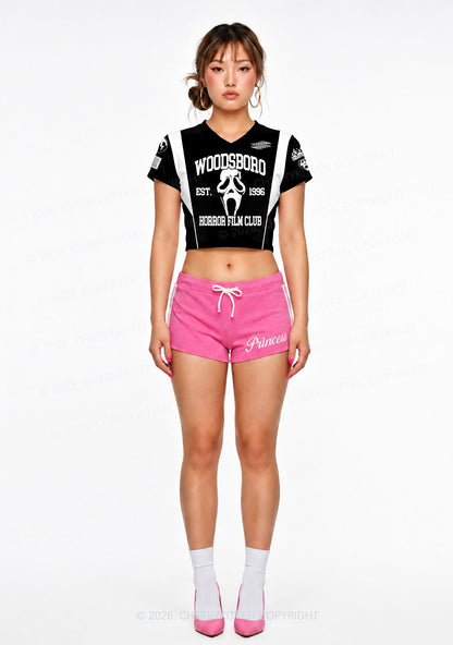 Halloween Custom Black Horror Club Y2K Crop Football Jersey Shirts Cherrykitten