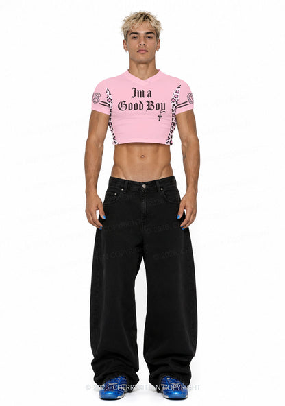 I Am A Good Boy Y2K Crop Football Jersey Shirts Cherrykitten
