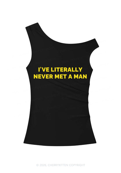 Never Met A Man Pirde Y2K Off Shoulder Tank Top Cherrykitten