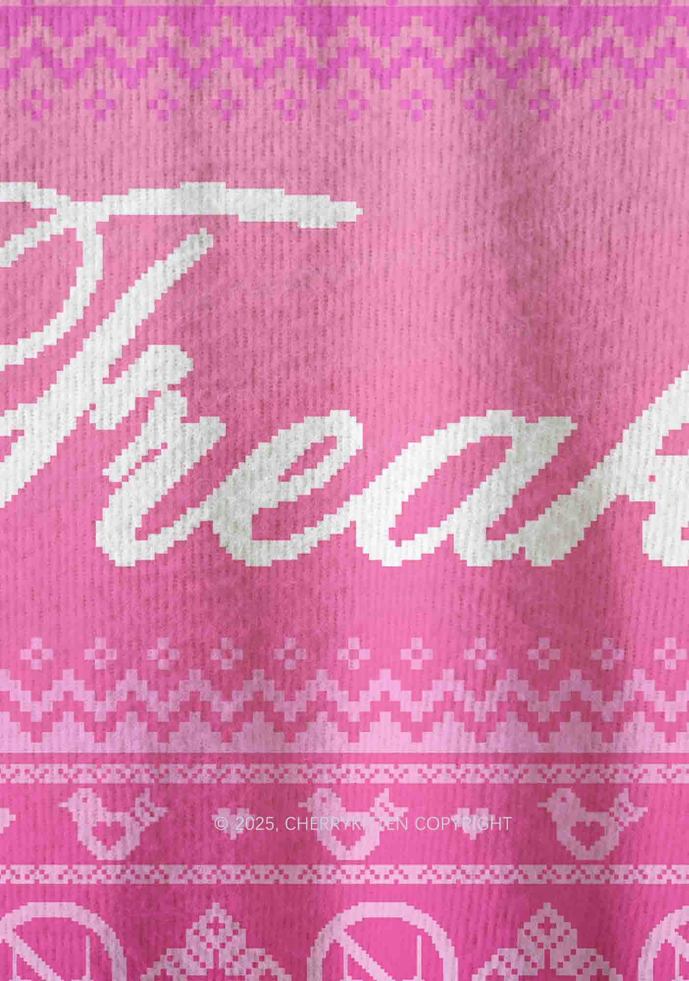 Pink Freak Y2K Christmas Knit Sweatshirt Cherrykitten