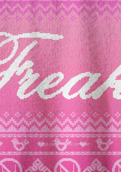Pink Freak Y2K Christmas Knit Sweatshirt Cherrykitten