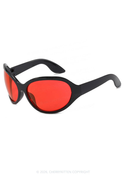 Y2K Large Framed Curved Sunglasses Cherrykitten