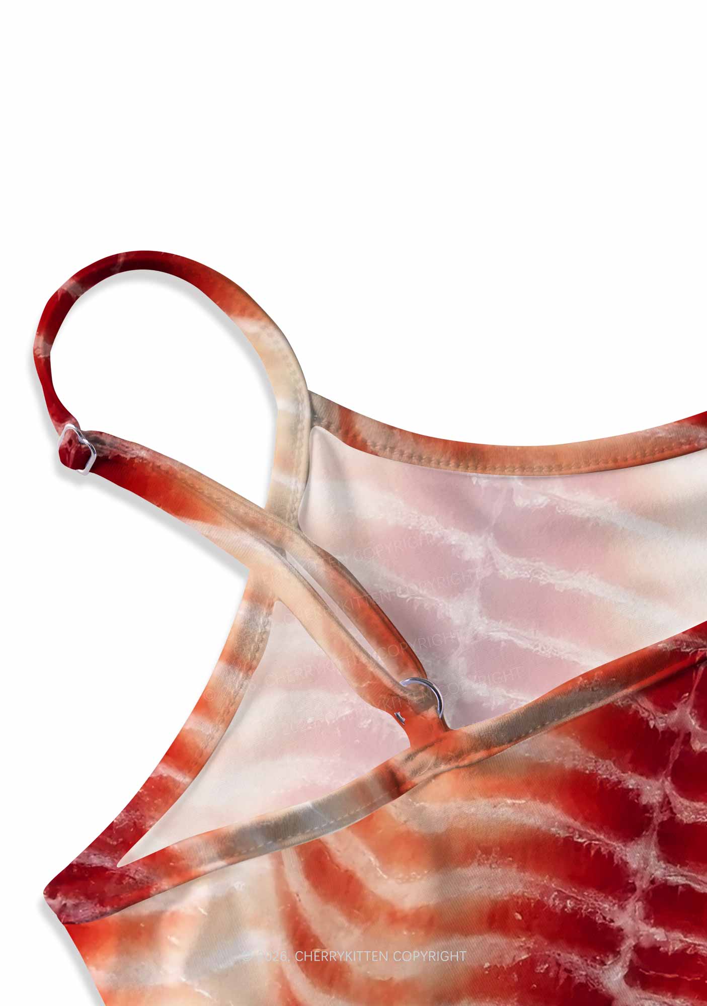 Pork Belly Texture Y2K Print Cami Crop Top Cherrykitten