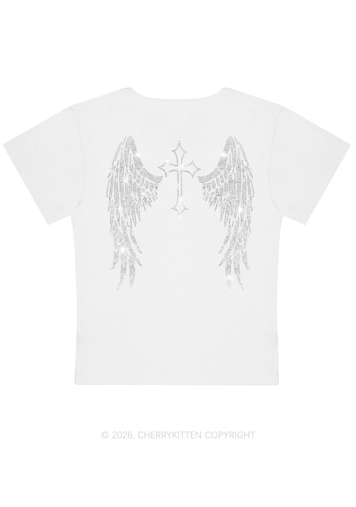Rhinestone Halloween Angel Wings Y2K Baby Tee Cherrykitten
