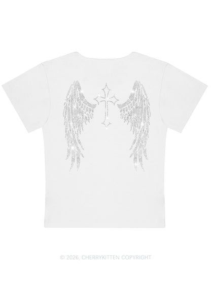 Rhinestone Halloween Angel Wings Y2K Baby Tee Cherrykitten