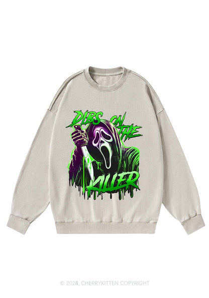 Halloween Dibs On The Killer Y2K Washed Sweatshirts Cherrykitten