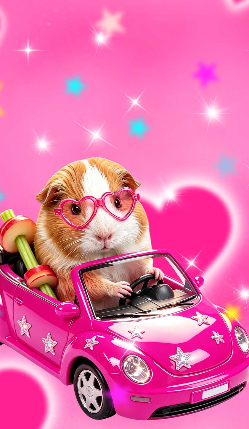Pink Car Guinea Pig Y2K Phone Case Cherrykitten
