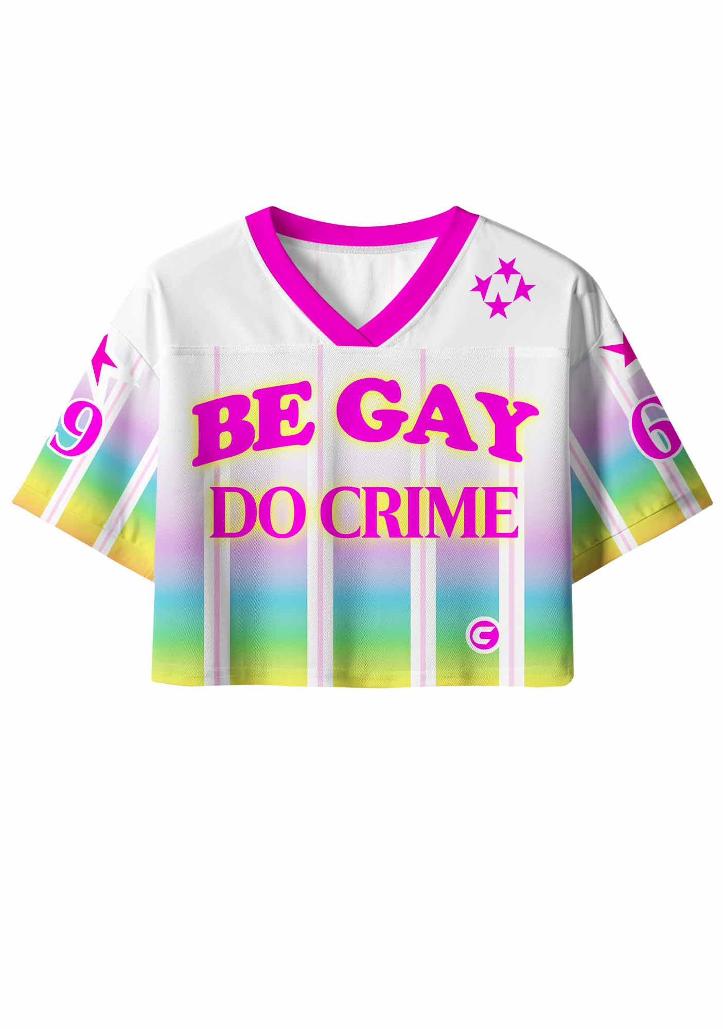 Be Gay Do Crime Rainbow Pride Y2K Crop Sport Jersey Shirts Cherrykitten