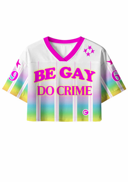 Be Gay Do Crime Rainbow Pride Y2K Crop Sport Jersey Shirts Cherrykitten