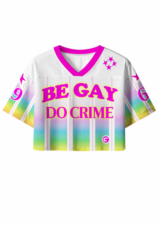 Be Gay Do Crime Rainbow Pride Y2K Crop Sport Jersey Shirts Cherrykitten