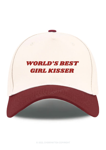 Embroidered Best Girl Kisser Pride Y2K Color Block Baseball Cap Cherrykitten