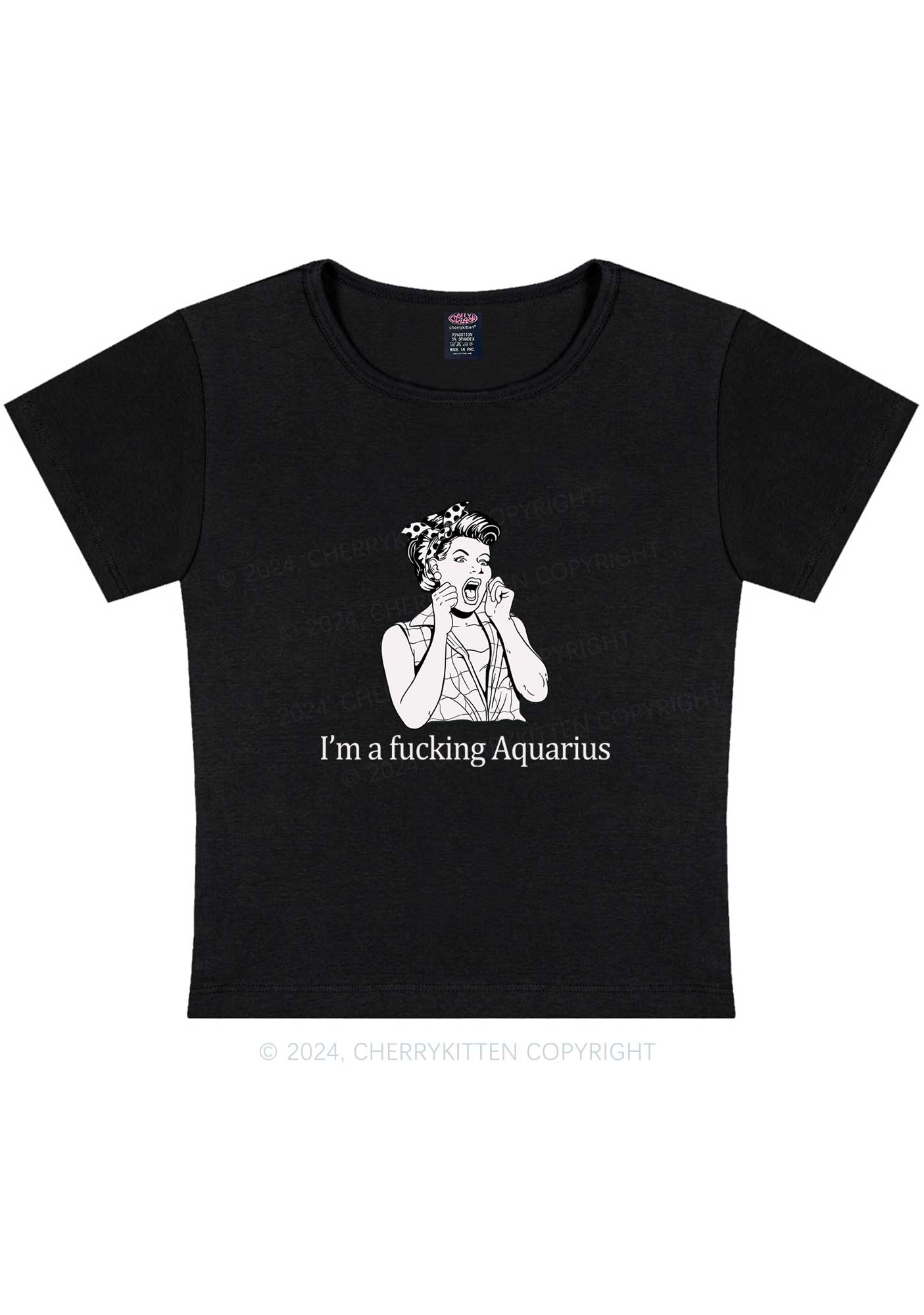 Curvy I'm Custom Zodiac Y2K Baby Tee Cherrykitten