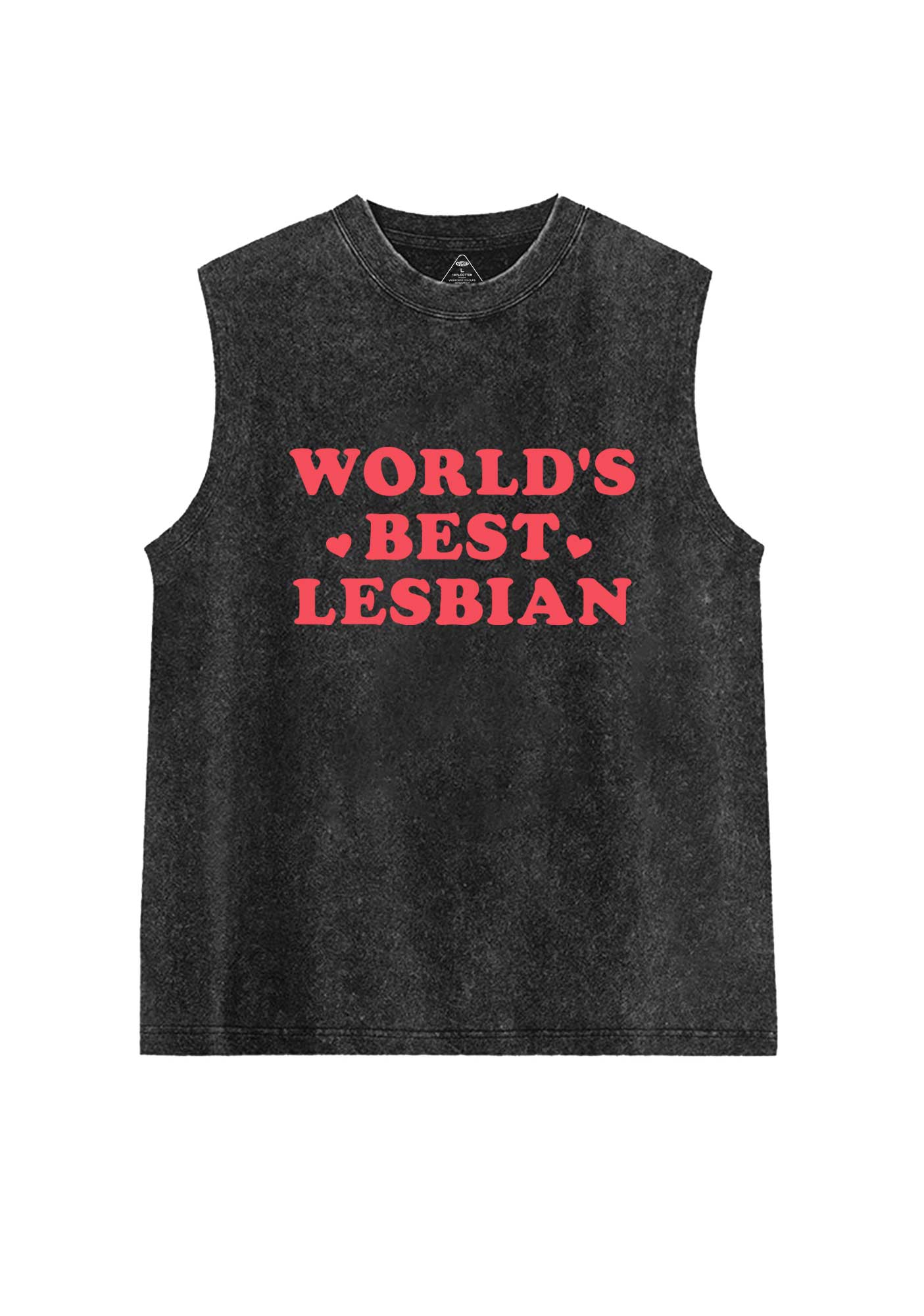 Worlds Best Lesbian Pride Y2K Washed Muscle Tank Cherrykitten