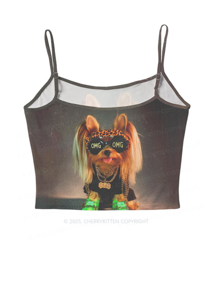 OMG Doggy Y2K Mesh Cami Tank Cherrykitten