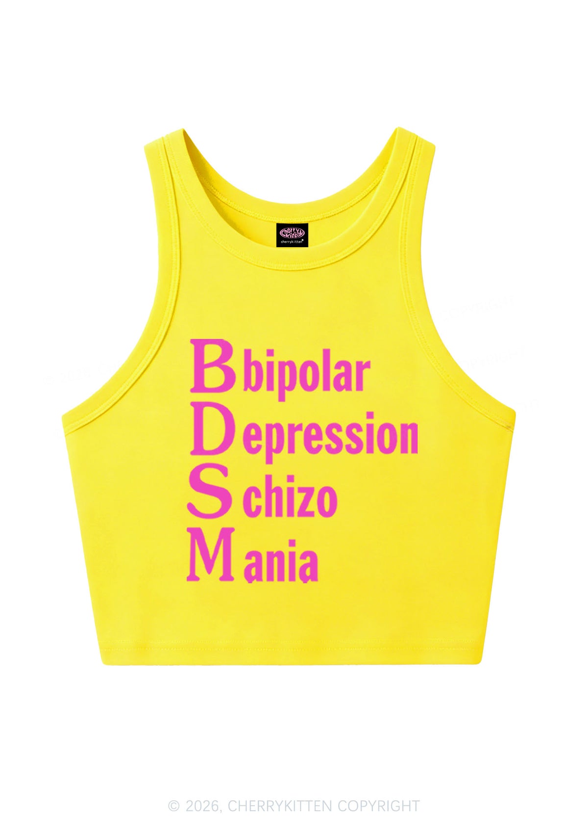 Bipolar Depression Schizo Mania Y2K Crop Tank Top Cherrykitten