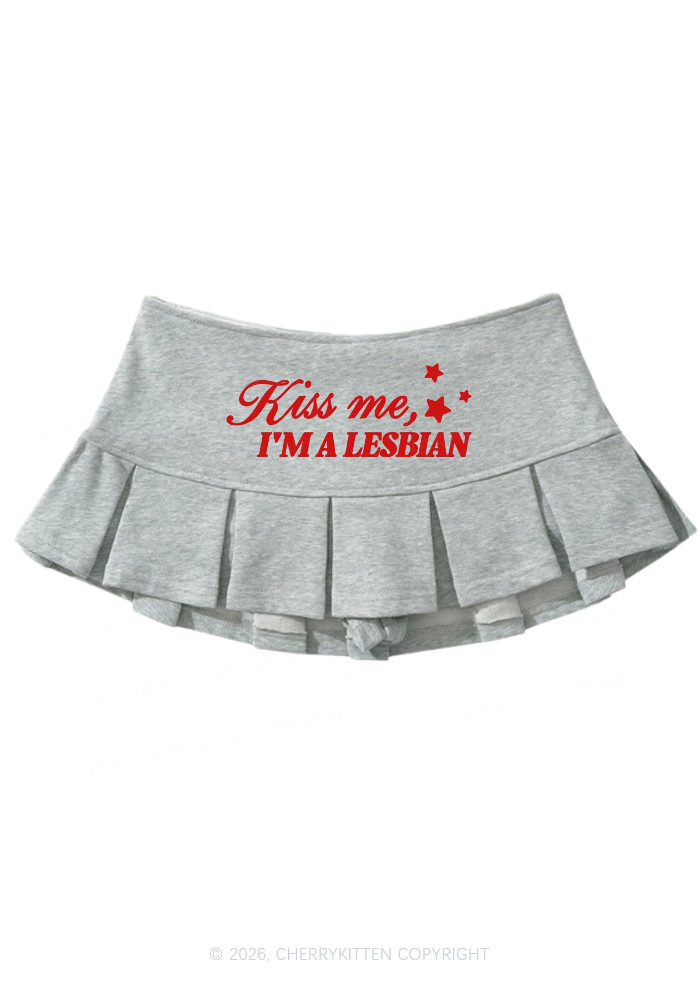 Kiss Me Im A Lesbian Pride Y2K Mini Pleated Skirts Cherrykitten