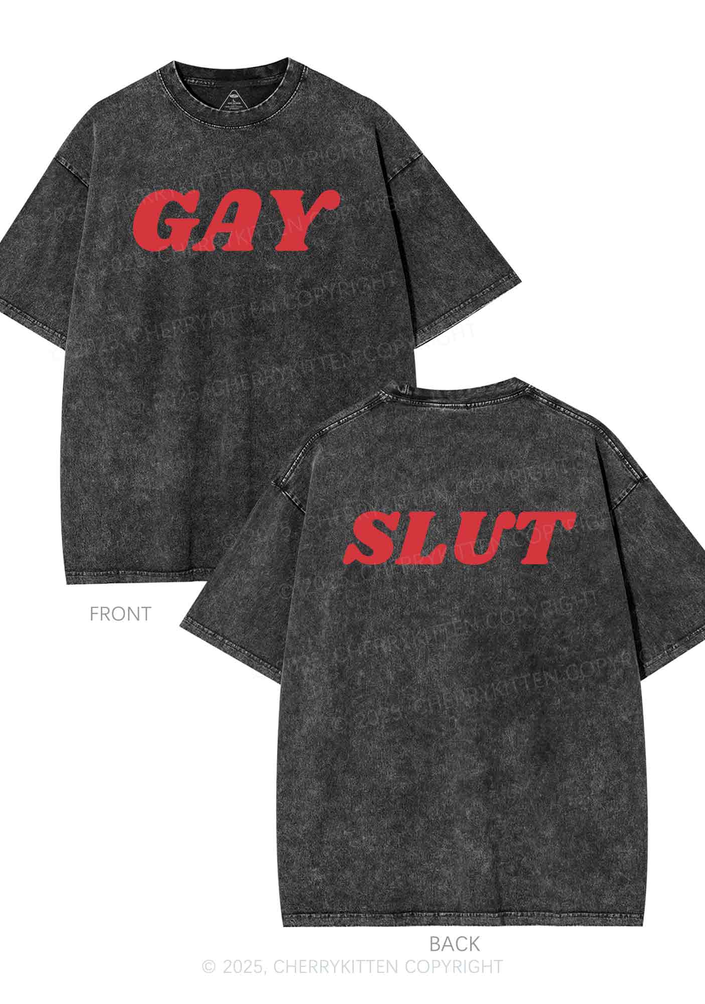 Gay Slxt Two Sides Pride Y2K Shirts Washed Tee Cherrykitten