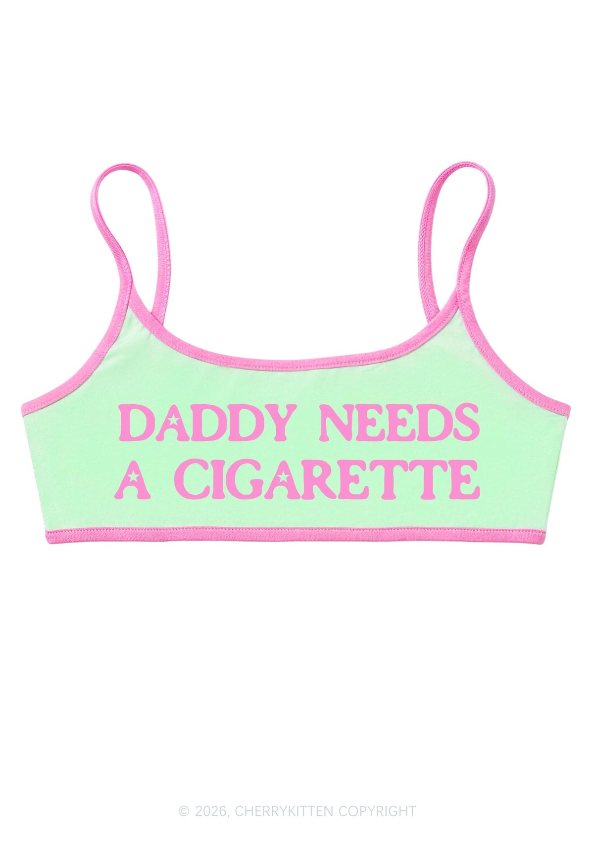 Daddy Needs A Cigarette Y2K Super Crop Cami Cherrykitten