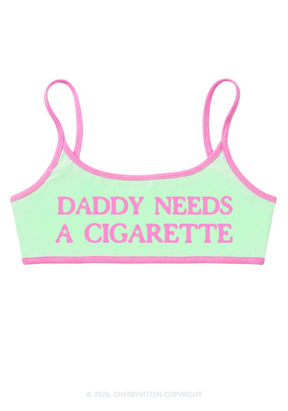 Daddy Needs A Cigarette Y2K Super Crop Cami Cherrykitten