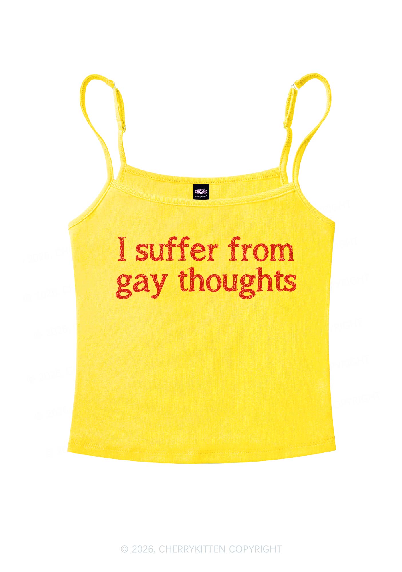 Suffer From Gay Thoughts Pride Y2K Spaghetti Strap Cami Cherrykitten