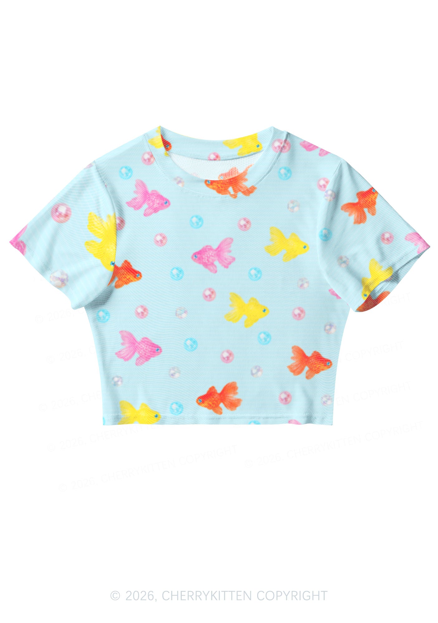 Candy Goldfish Bubble Y2K Mesh Crop Top Cherrykitten