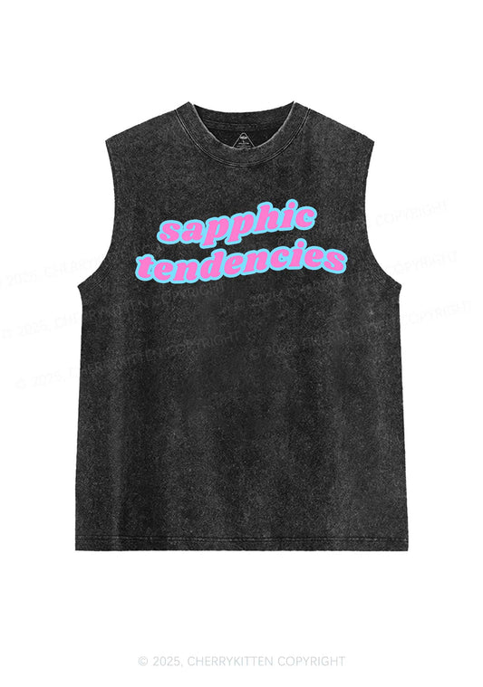Sapphic Tendencies Pride Y2K Washed Muscle Tank Cherrykitten