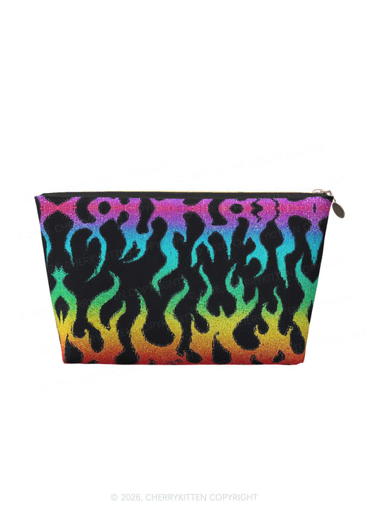 Rainbow Flame Pride Y2K Makeup Bag Cherrykitten