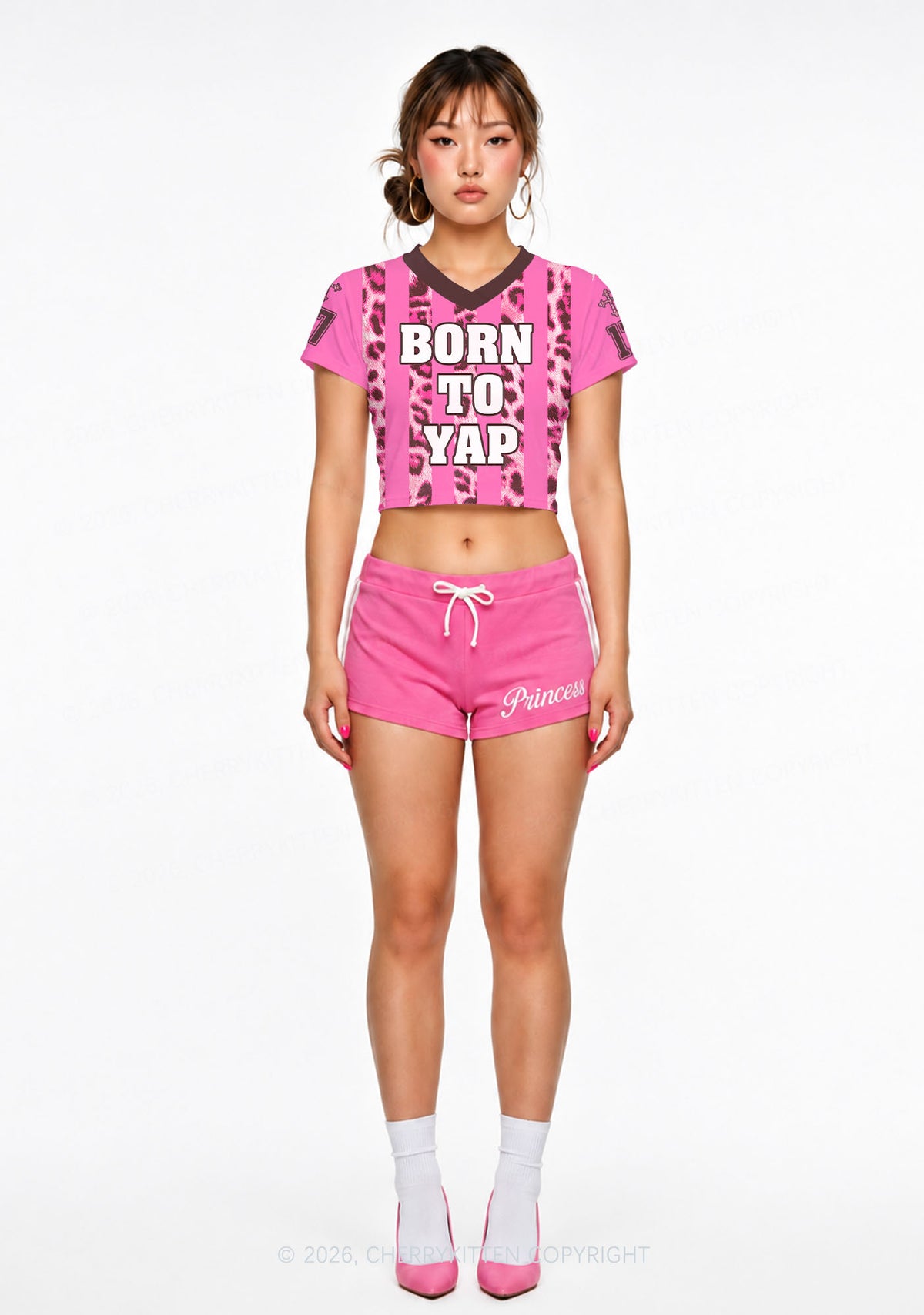 Born To Yap Y2K Crop Football Jersey Shirts Cherrykitten