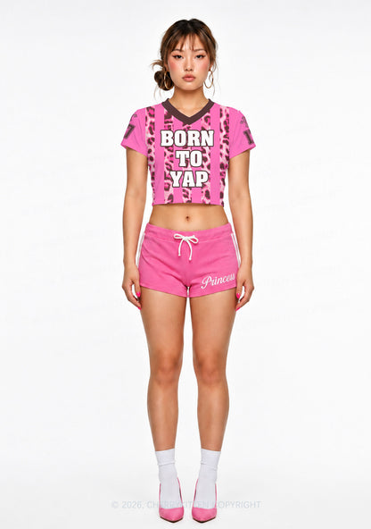 Born To Yap Y2K Crop Football Jersey Shirts Cherrykitten
