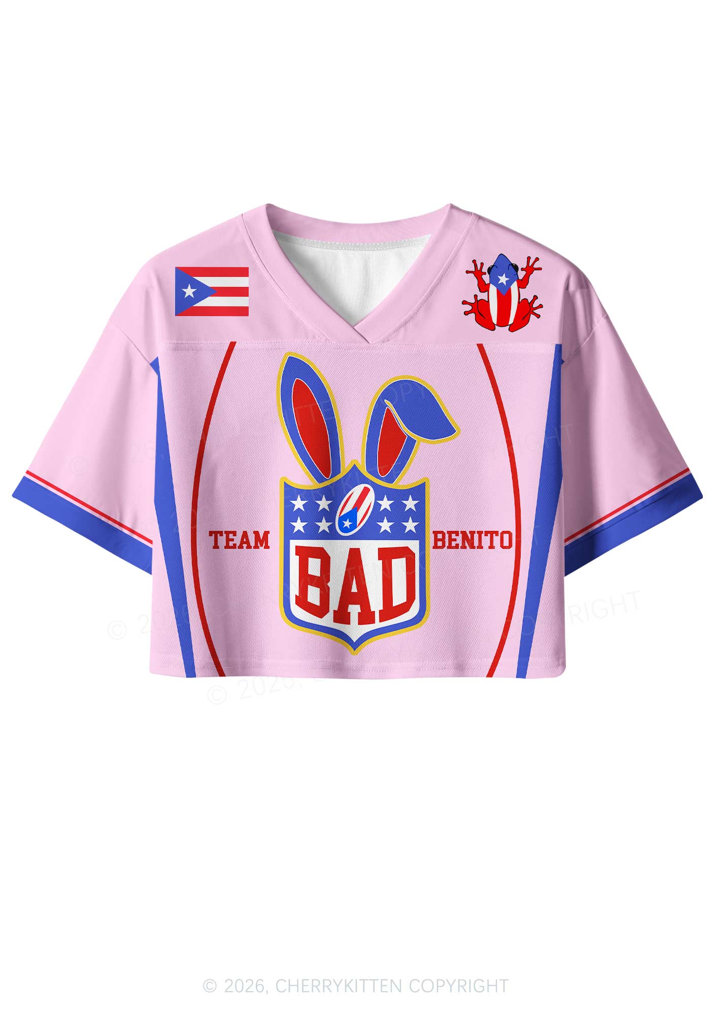 Pink Football Bunny Y2K Crop Sport Jersey Shirts Cherrykitten
