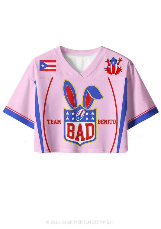 Pink Bad Bunny Y2K Crop Sport Jersey Shirts Cherrykitten