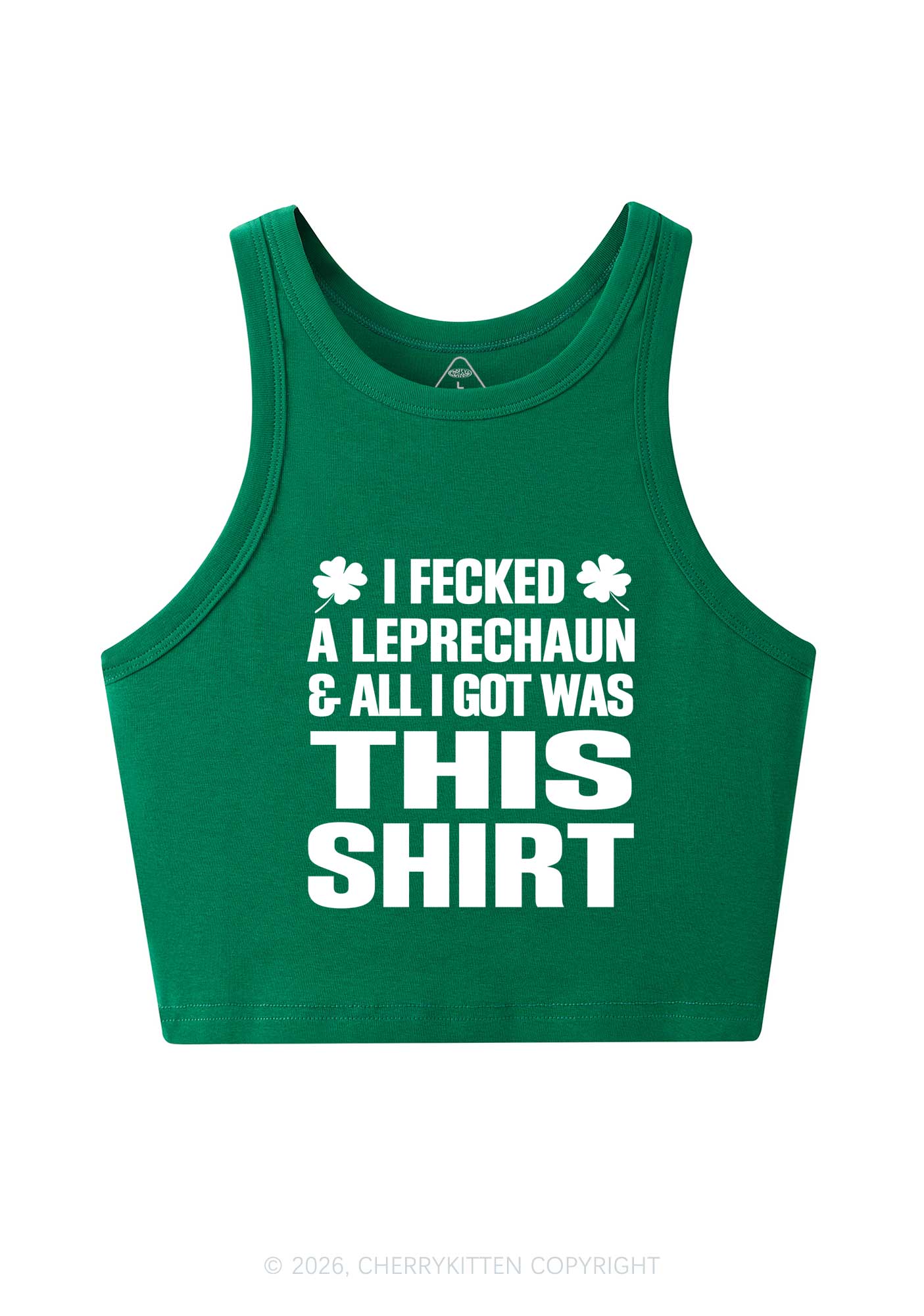 I Fecked A Leprechaun St Patricks Y2K Crop Tank Top Cherrykitten