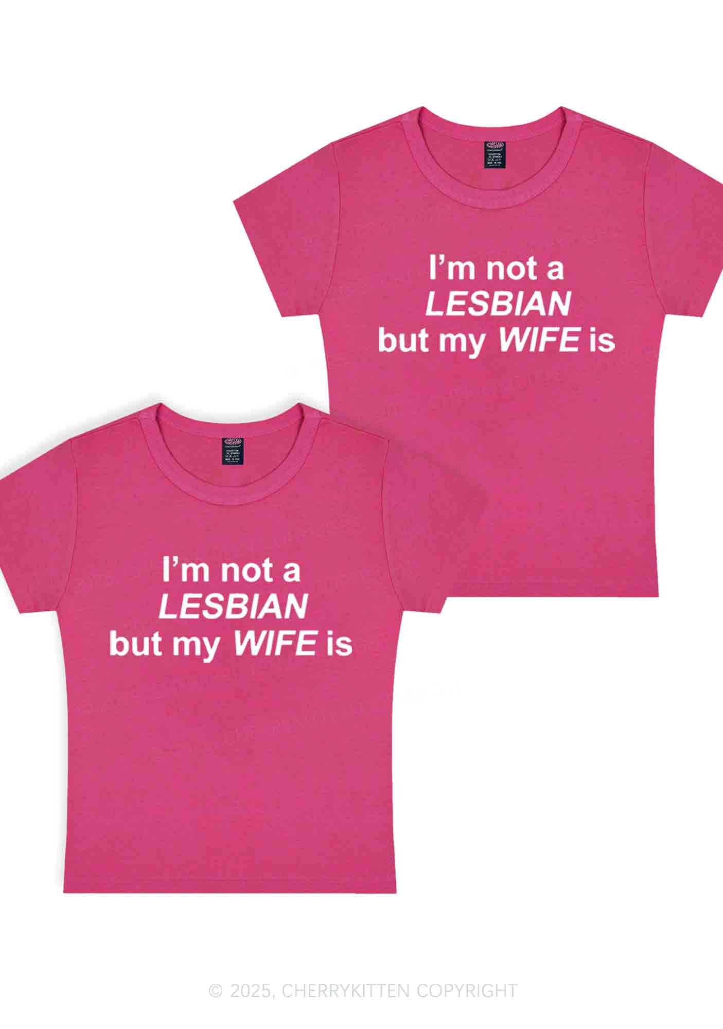 My Wife Is Lesbian Y2K Valentine's Day Baby Tee Cherrykitten