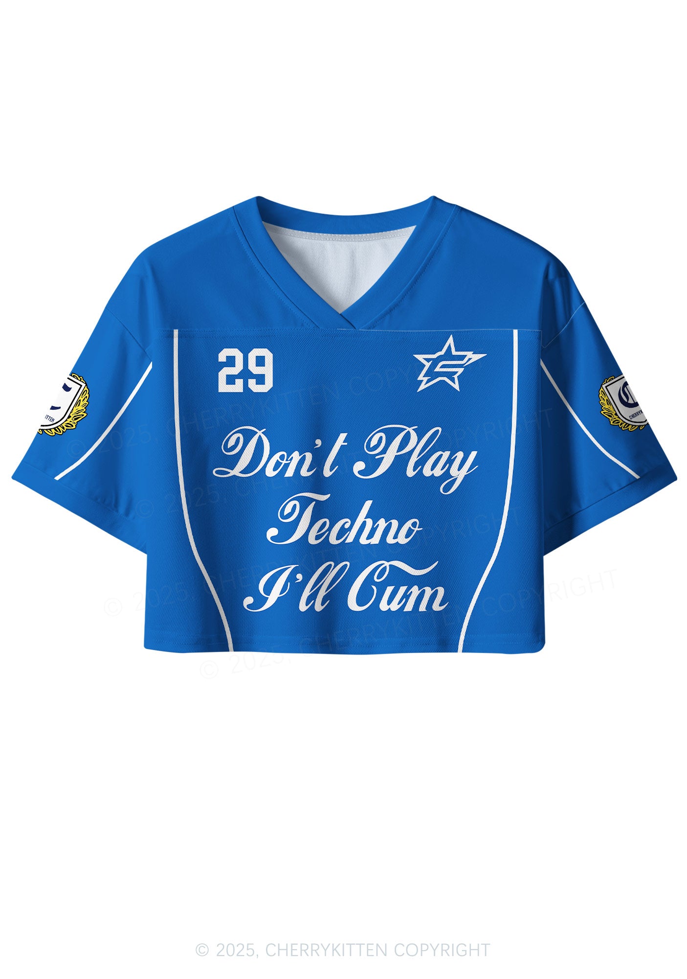 Custom Blue Dont Play Techno Y2K Crop Sport Jersey Shirts Cherrykitten