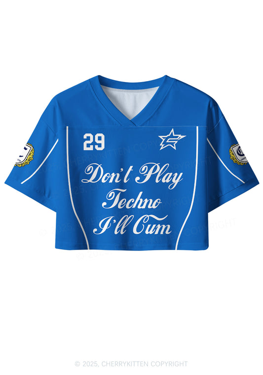 Custom Blue Dont Play Techno Y2K Crop Sport Jersey Shirts Cherrykitten