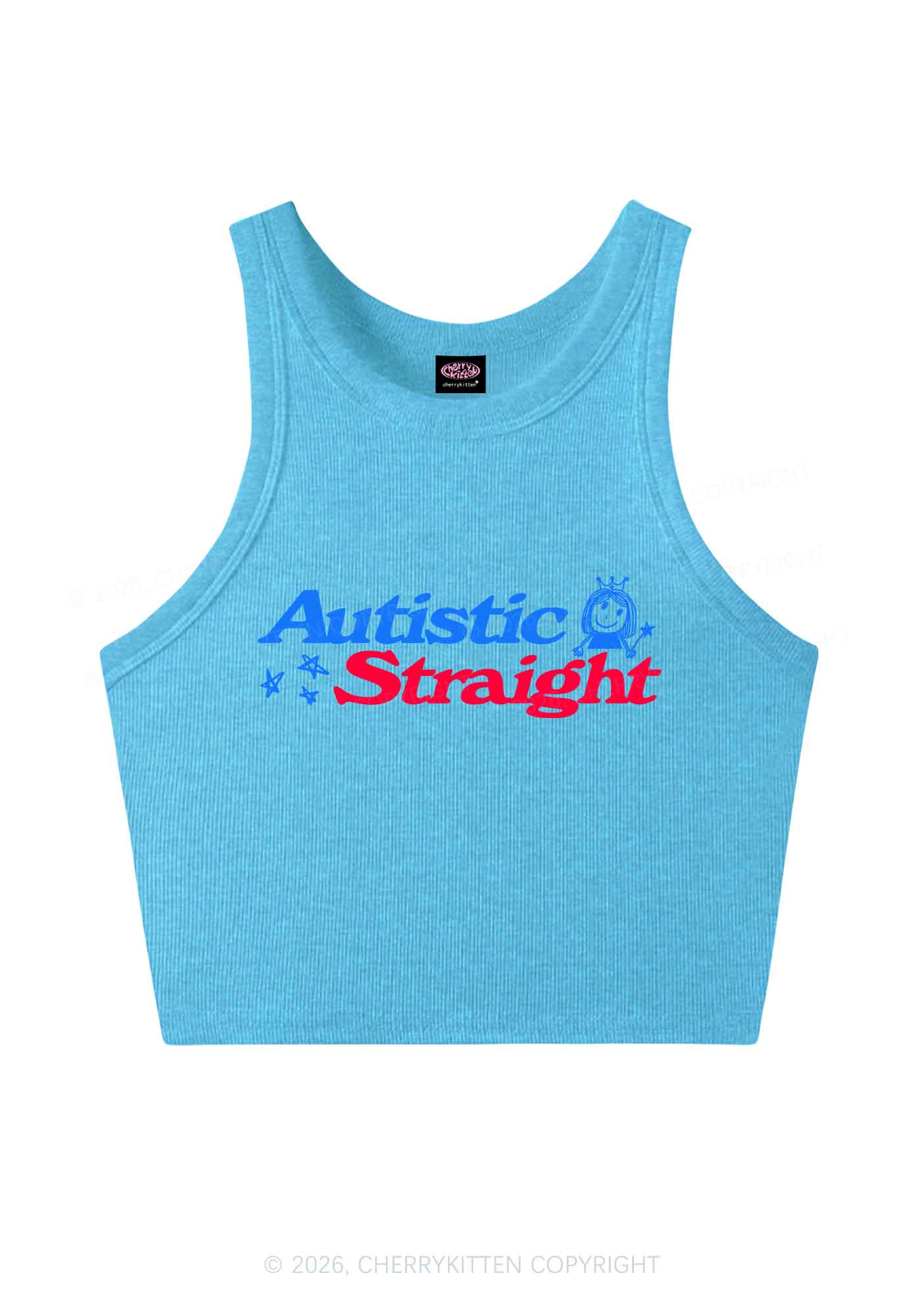 Autistic Straight Pride Y2K Crop Tank Top Cherrykitten