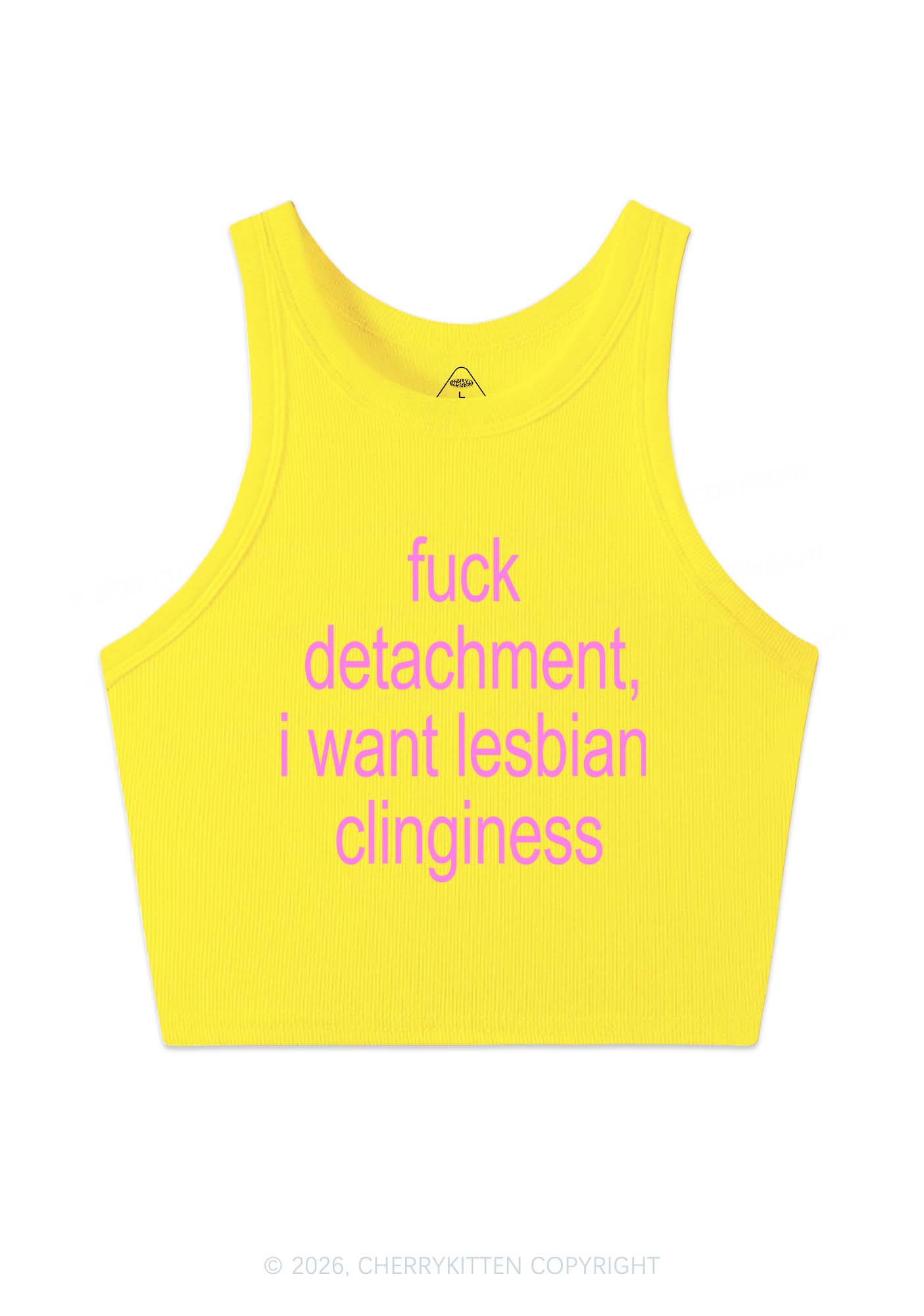 I Want Lesbian Clinginess Pride Y2K Crop Tank Top Cherrykitten