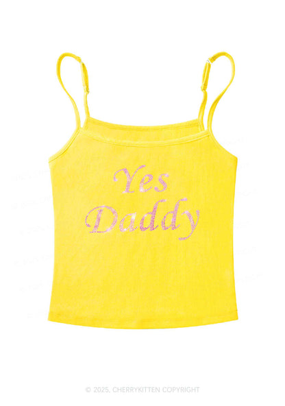 Rhinestone Yes Daddy Y2K Spaghetti Strap Cami Cherrykitten