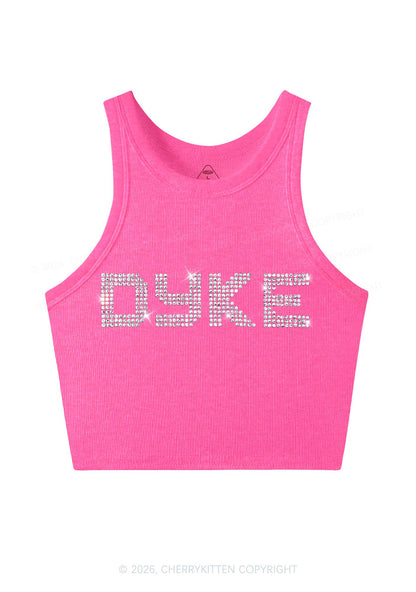 Rhinestone Dyke Pride Y2K Crop Tank Top Cherrykitten