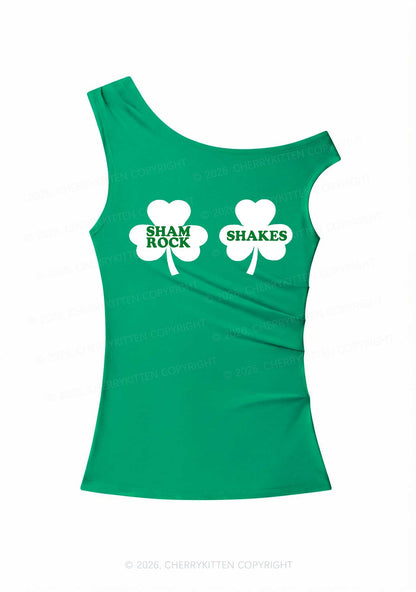 Shamrock Shakes St Patricks Y2K Off Shoulder Tank Top Cherrykitten