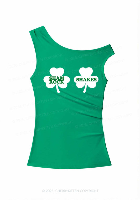 Shamrock Shakes St Patricks Y2K Off Shoulder Tank Top Cherrykitten
